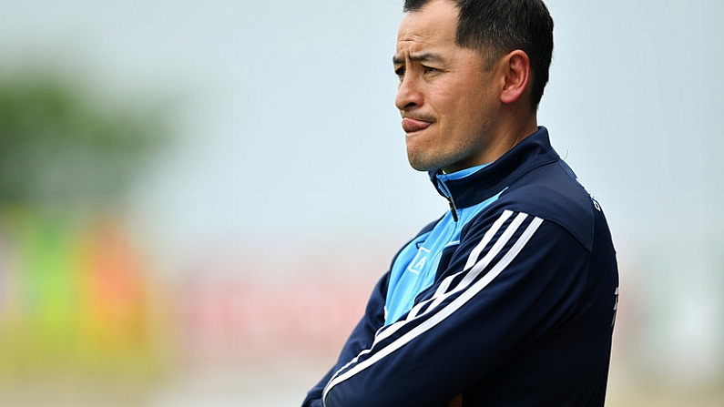 27 May 2018; Dublin backroom staff member Jason Sherlock during the Leinster GAA Football Senior Championship Quarter-Final match between Wicklow and Dublin at O'Moore Park in Portlaoise, Co Laois. Photo by Ramsey Cardy/Sportsfile