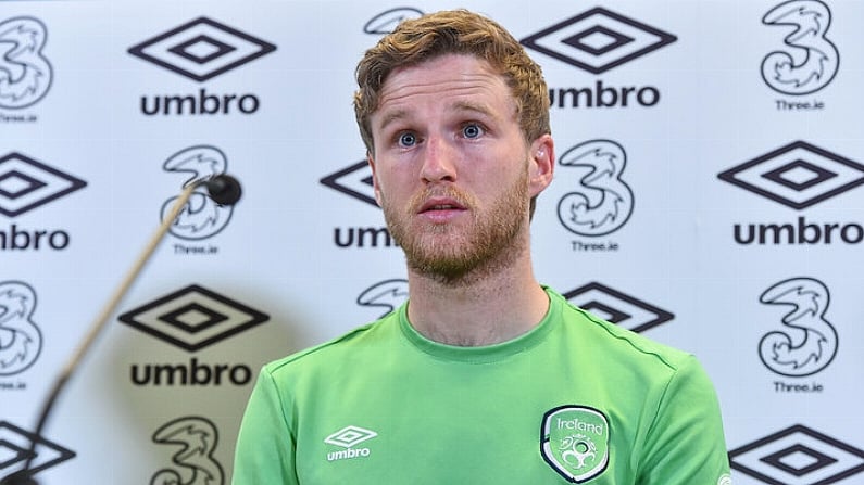 7 June 2017; Eunan O'Kane of Republic of Ireland during a press conference at the Aviva Stadium in Dublin. Photo by David Maher/Sportsfile