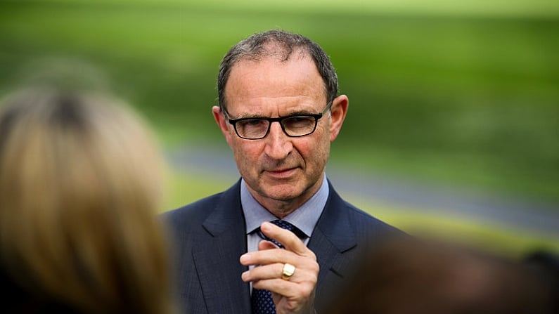 27 August 2018; Republic of Ireland manager Martin O'Neill during his squad announcement at the Aviva Stadium in Dublin. Photo by Stephen McCarthy/Sportsfile