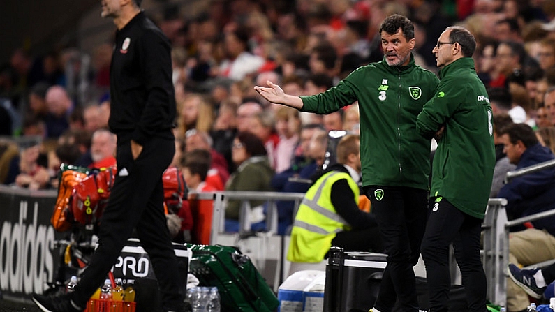 6 September 2018; Republic of Ireland manager Martin O'Neill and assistant manager Roy Keane during the UEFA Nations League match between Wales and Republic of Ireland at the Cardiff City Stadium in Cardiff, Wales. Photo by Stephen McCarthy/Sportsfile