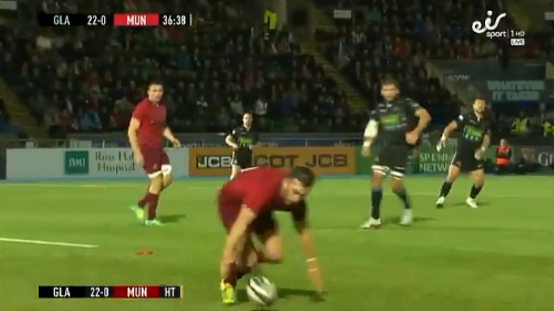 Watch: Careless Handling From JJ Hanrahan Lets Glasgow In For Easy Try