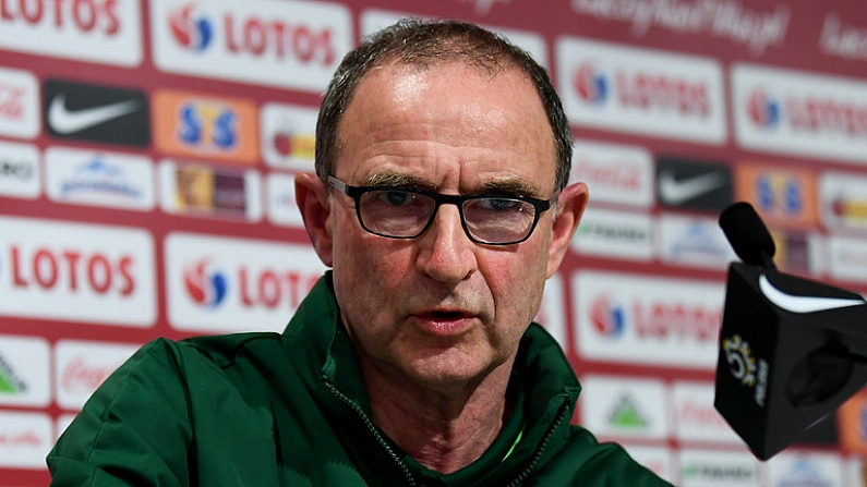 10 September 2018; Republic of Ireland manager Martin O'Neill during a press conference at Municipal Stadium in Wroclaw, Poland. Photo by Stephen McCarthy/Sportsfile