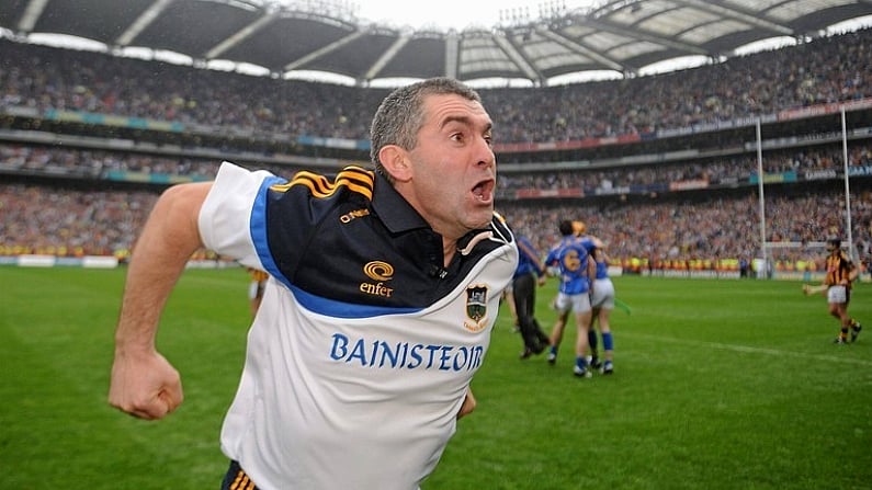 5 September 2010; Tipperary manager Liam Sheedy celebrates at the end of the game. GAA Hurling All-Ireland Senior Championship Final, Kilkenny v Tipperary, Croke Park, Dublin. Picture credit: Paul Mohan / SPORTSFILE