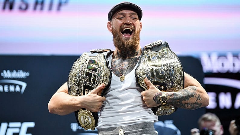 4 October 2018; Conor McGregor following a press conference for UFC 229 at the Park Theater in Las Vegas, Nevada, United States. Photo by Stephen McCarthy/Sportsfile