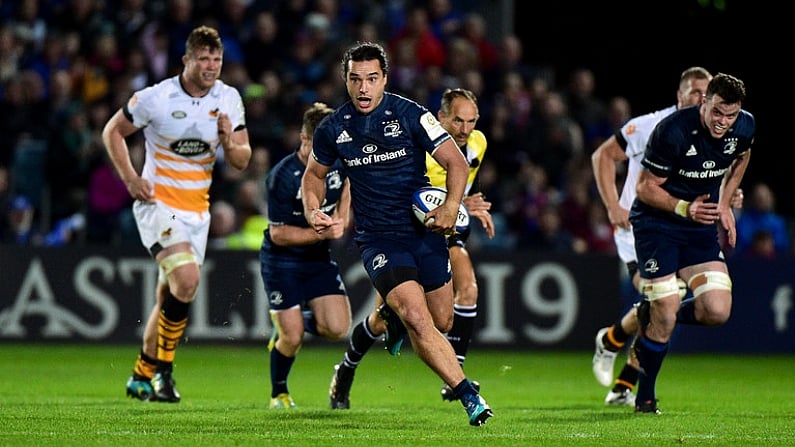 12 October 2018; James Lowe of Leinster during the Heineken Champions Cup Pool 1 Round 1 match between Leinster and Wasps at the RDS Arena in Dublin. Photo by Matt Browne/Sportsfile