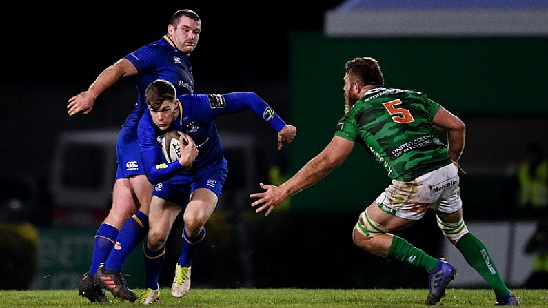 2 December 2017; Garry Ringrose of Leinster is tackled by Irne Herbst of Benetton during the Guinness PRO14 Round 10 match between Benetton and Leinster at the Stadio Comunale di Monigo in Treviso, Italy. Photo by Ramsey Cardy/Sportsfile