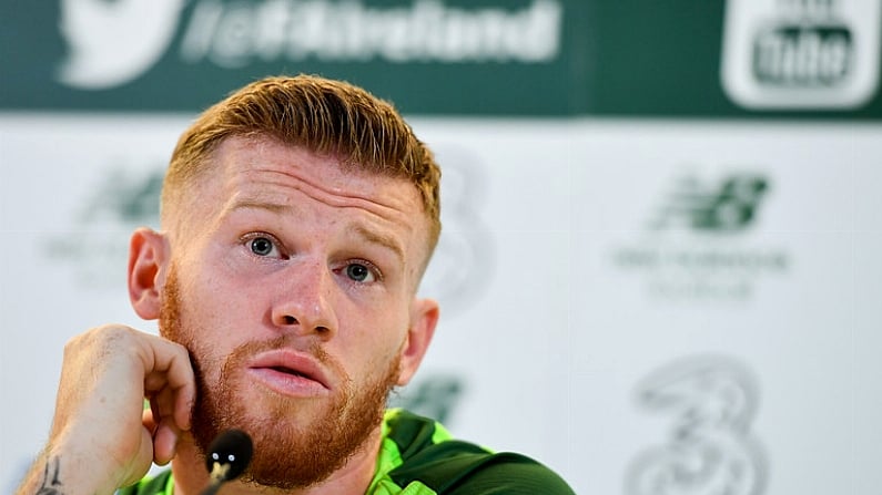 9 October 2018; James McClean during a Republic of Ireland press conference at the Aviva Stadium in Dublin. Photo by Seb Daly/Sportsfile