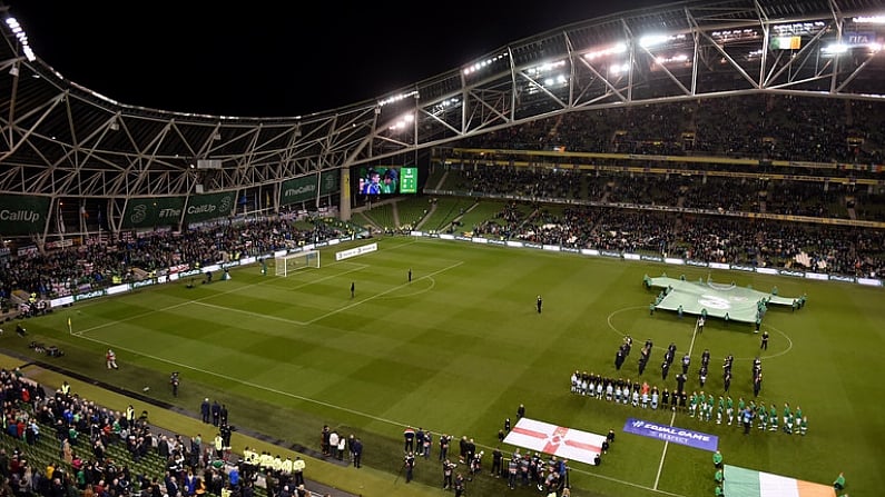 15 November 2018; The two teams line up prior to the International Friendly match between Republic of Ireland and Northern Ireland at the Aviva Stadium in Dublin. Photo by Eoin Noonan/Sportsfile