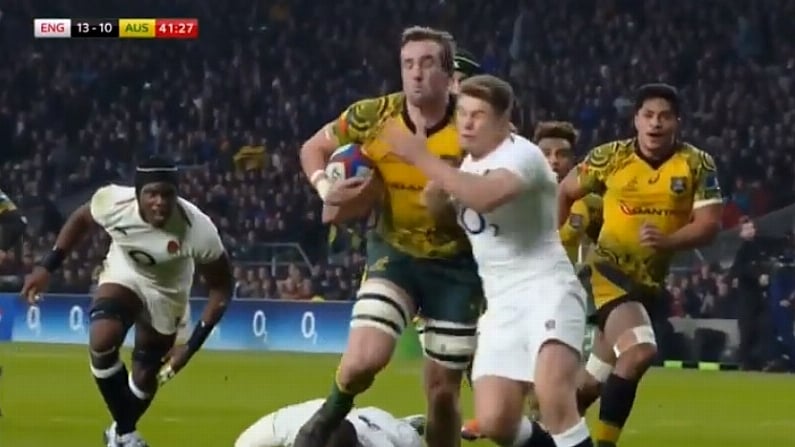 Watch: Owen Farrell Stops Certain Australian Try With Blatant Shoulder Charge