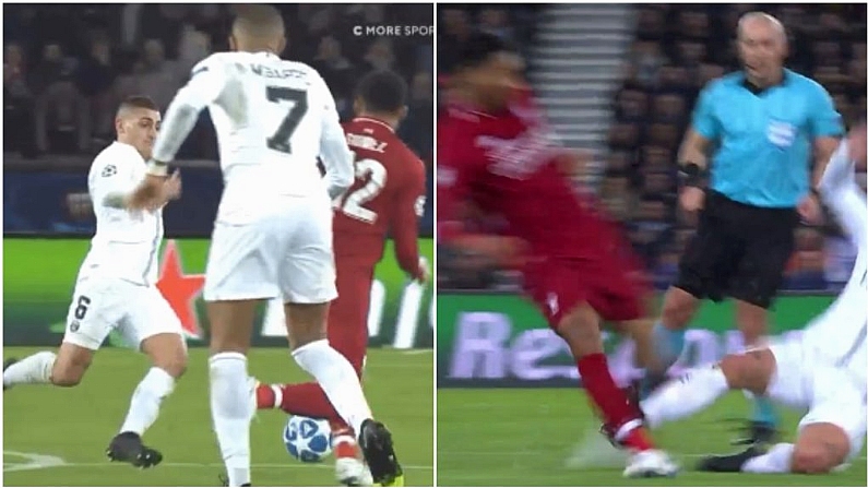 Watch: Liverpool Fans Seethe As Marco Verratti Somehow Escapes Red