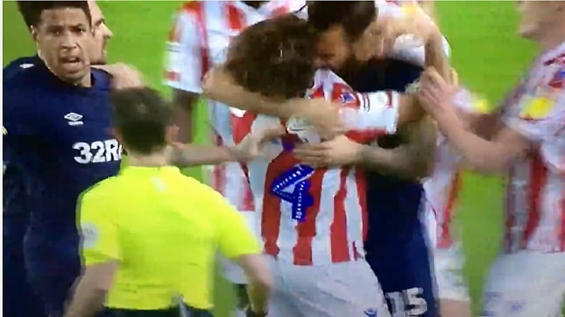 Watch: Joe Allen Assures Viewers That Derby Player Only Bit 'His Shirt'