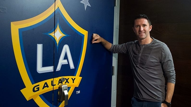 24 July 2015; Republic of Ireland captain and LA Galaxy star Robbie Keane after talking to members of the Irish media in advance of the Special Olympics World Summer Games in Los Angeles. StubHub Center, LA Galaxy, Arena / Stadium Picture credit: Ray McManus / SPORTSFILE