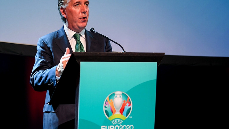 1 December 2018; John Delaney, CEO, Football Association of Ireland, during the UEFA EURO2020 Qualifying Draw Official Dinner at the Mansion House in Dublin. Photo by Stephen McCarthy/Sportsfile