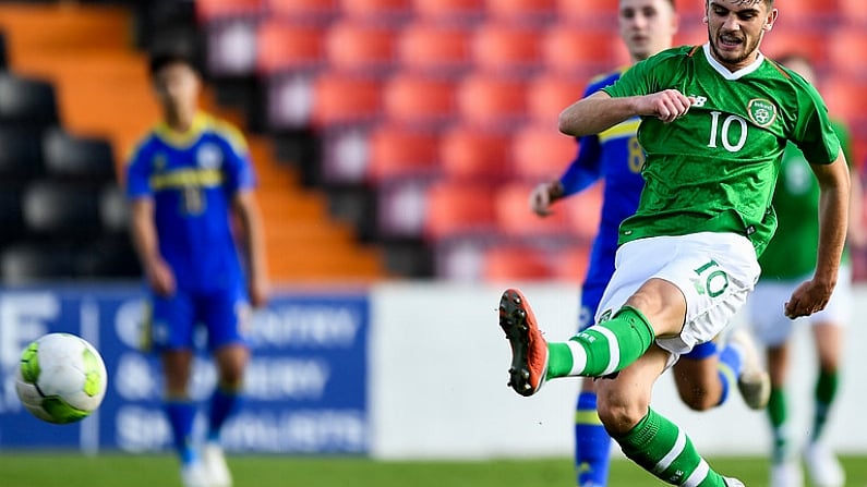 10 October 2018; Troy Parrott of Republic of Ireland during the UEFA U19 European Championship Qualifying match between Bosnia & Herzegovina and Republic of Ireland at the City Calling Stadium in Longford. Photo by Seb Daly/Sportsfile