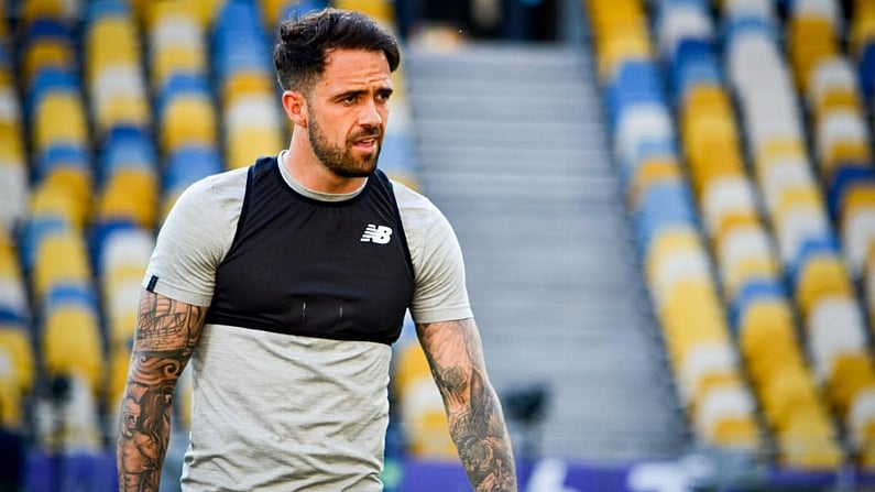 KYIV, UKRAINE - MAY 26, 2018: Danny Ings and Training of football players of Liverpool before the 2018 UEFA Champions League final match between Real Madrid and Liverpool, Ukraine