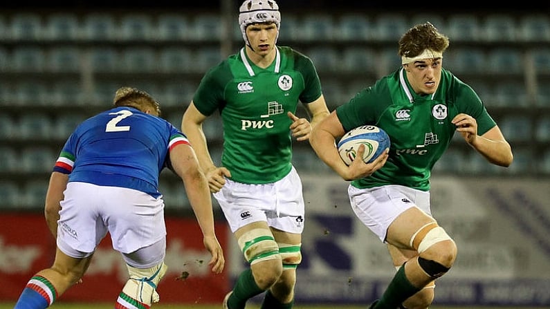 22 February 2019; Charlie Ryan of Ireland during the U20 Six Nations Rugby Championship match between Italy and Ireland at Stadio Centro d'Italia in Rieti, Italy. Photo by Daniele Resini/Sportsfile