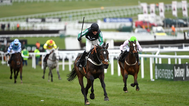 14 March 2018; Altior, with Nico de Boinville up, on their way to winning The Betway Queen Mother Champion Steeple Chase on Day Two of the Cheltenham Racing Festival at Prestbury Park in Cheltenham, England. Photo by Ramsey Cardy/Sportsfile