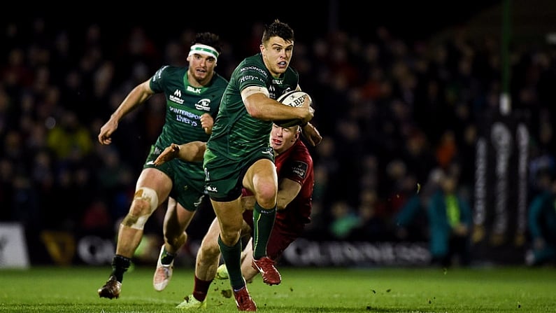 5 January 2019; Tom Farrell of Connacht is tackled by Chris Farrell of Munster during the Guinness PRO14 Round 13 match between Connacht and Munster at the Sportsground in Galway. Photo by Diarmuid Greene/Sportsfile