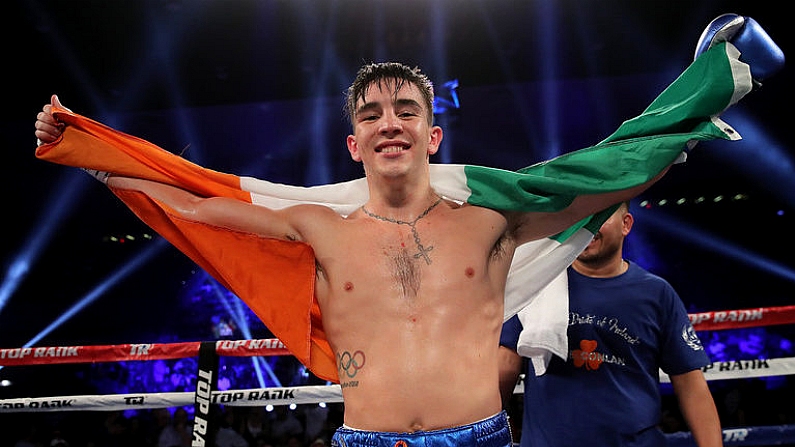 22 September 2017; Michael Conlan after defeating Kenny Guzman in their featherweight bout at the Convention Center in Tucson, Arizona. Photo by Mikey Williams/Top Rank/Sportsfile