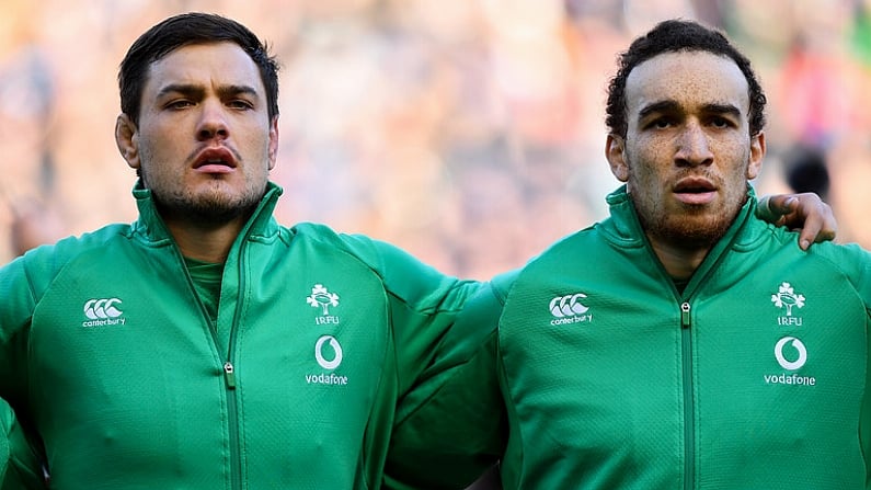 9 February 2019; Quinn Roux, left, and Ultan Dillane of Ireland prior to the Guinness Six Nations Rugby Championship match between Scotland and Ireland at the BT Murrayfield Stadium in Edinburgh, Scotland. Photo by Brendan Moran/Sportsfile