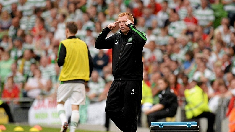 10 August 2013; Glasgow Celtic XI manager Neil Lennon watches on from the sideline during the game. Dublin Decider, Liverpool XI v Glasgow Celtic XI, Aviva Stadium, Lansdowne Road, Dublin. Picture credit: Oliver McVeigh / SPORTSFILE