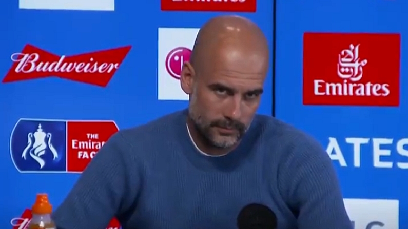 Pep Guardiola Quick To Correct Journalist After Domestic Treble Question