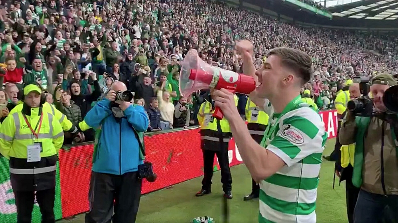 Watch: Kieran Tierney Leads Celtic Supporters In Title Celebrations