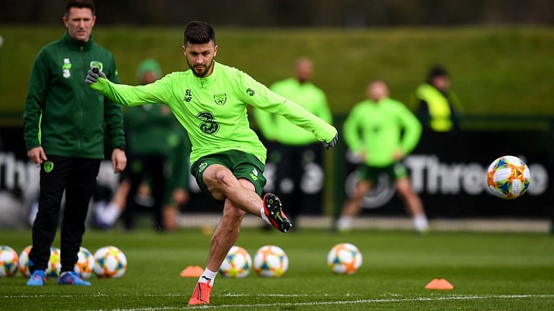 18 March 2019; Shane Long during a Republic of Ireland training session at the FAI National Training Centre in Abbotstown, Dublin. Photo by Stephen McCarthy/Sportsfile