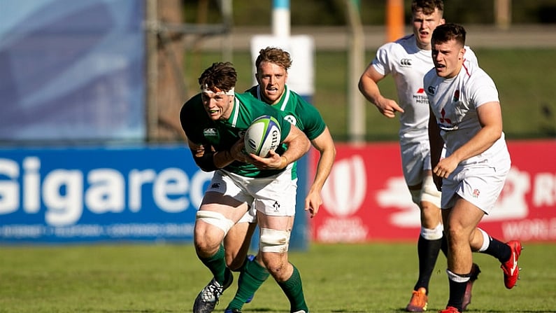 4 June 2019; Ryan Baird of Ireland during the World Rugby U20 Championship Pool B match between Ireland and England at Club De Rugby Ateneo Inmaculada in Santa Fe, Argentina. Photo by Florencia Tan Jun/Sportsfile