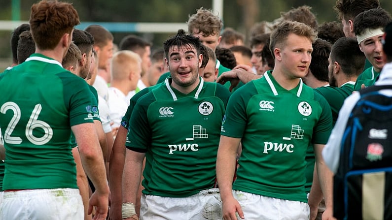 4 June 2019; John Hodnett of Ireland, centre, following the World Rugby U20 Championship Pool B match between Ireland and England at Club De Rugby Ateneo Inmaculada in Santa Fe, Argentina. Photo by Florencia Tan Jun/Sportsfile