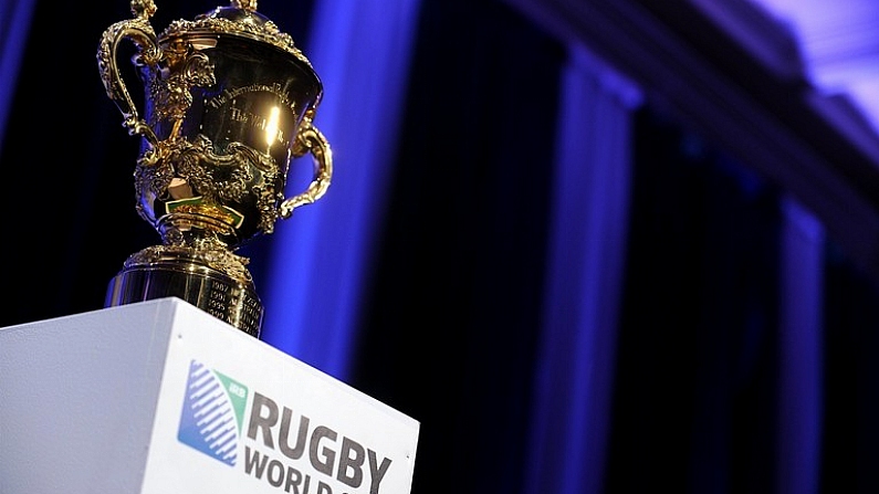 28 July 2009; The Rugby World Cup trophy at the announcment of the Rugby World Cup host nations for 2015 and 2019 Rugby World Cups. Burlington Hotel, Dublin. Picture credit: Brendan Moran / SPORTSFILE