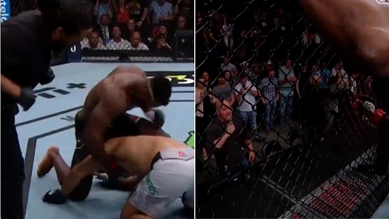 Ngannou Destroys Dos Santos With First Round KO, Immediately Makes For Dana White