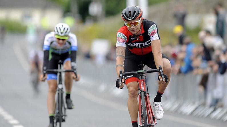 25 June 2017; Nicolas Roche of BMC Racing, at the finish of the Elite Men Road Race at the National Cycling Road Race Championships in Wexford. Photo by Stephen McMahon/Sportsfile