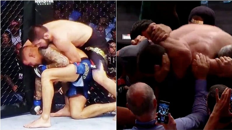 Watch: Khabib Dominates Poirier In Win & Jumps Octagon Walls Again