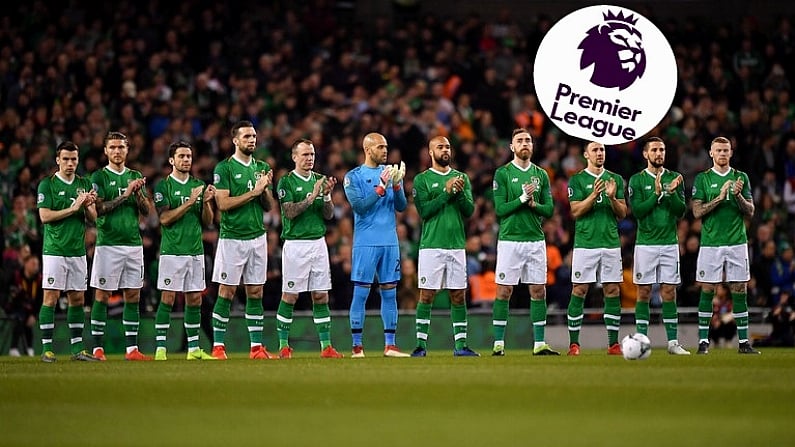 26 March 2019; Republic of Ireland players line-up for a minute's applause for members of the irish football family who have passed away prior to the UEFA EURO2020 Group D qualifying match between Republic of Ireland and Georgia at the Aviva Stadium, Lansdowne Road, in Dublin. Photo by Seb Daly/Sportsfile