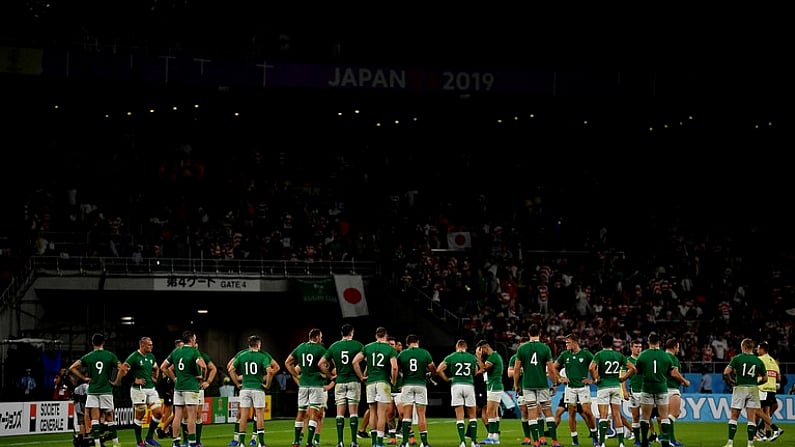 28 September 2019; Ireland players following the 2019 Rugby World Cup Pool A match between Japan and Ireland at the Shizuoka Stadium Ecopa in Fukuroi, Shizuoka Prefecture, Japan. Photo by Brendan Moran/Sportsfile