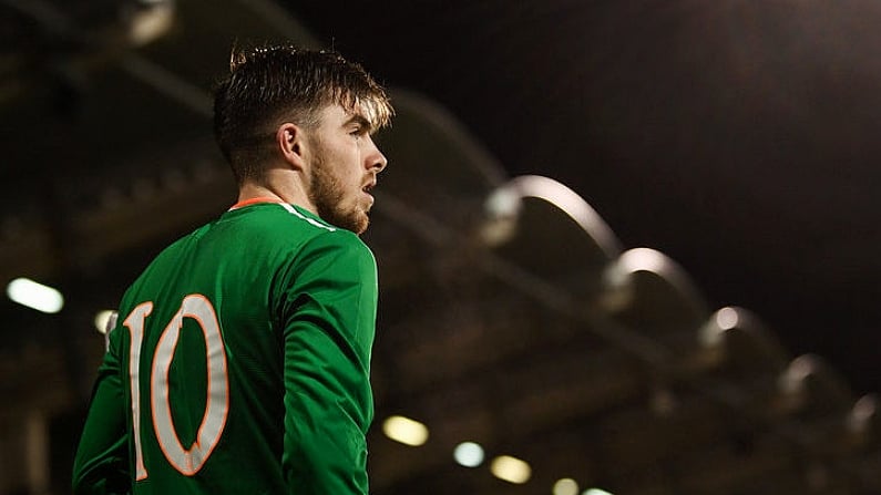 27 March 2018; Ryan Manning of Republic of Ireland during the UEFA U21 Championship Qualifier match between the Republic of Ireland and Azerbaijan at Tallaght Stadium in Dublin. Photo by Stephen McCarthy/Sportsfile