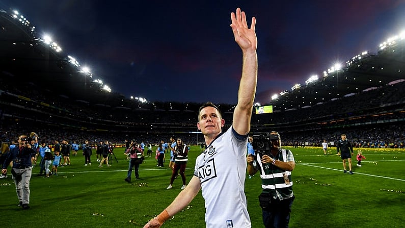 14 September 2019; Stephen Cluxton of Dublin celebrates following during the GAA Football All-Ireland Senior Championship Final Replay match between Dublin and Kerry at Croke Park in Dublin. Photo by David Fitzgerald/Sportsfile