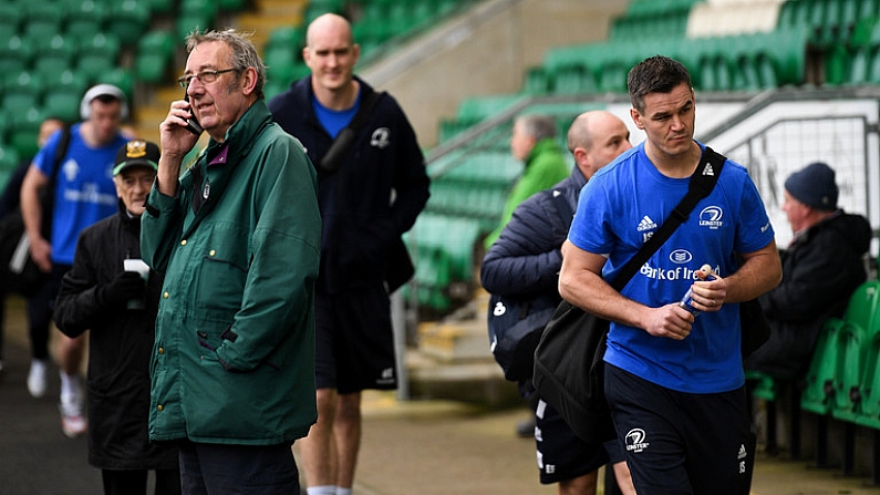 7 December 2019; Jonathan Sexton of Leinster arrives before the Heineken Champions Cup Pool 1 Round 3 match between Northampton Saints and Leinster at Franklins Gardens in Northampton, England. Photo by Ramsey Cardy/Sportsfile