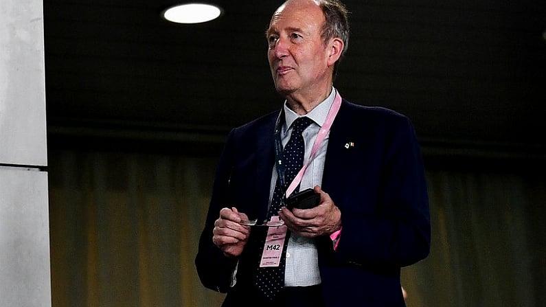 19 October 2019; Minister for Transport, Tourism and Sport Shane Ross T.D., in attendance at the 2019 Rugby World Cup Quarter-Final match between New Zealand and Ireland at the Tokyo Stadium in Chofu, Japan. Photo by Brendan Moran/Sportsfile