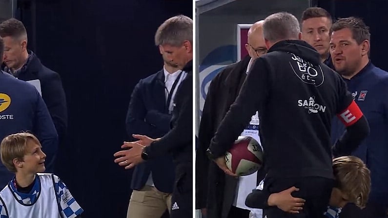 Touching Moment As Ronan O'Gara Seen Giving Mid-Game Tackling Lesson To Ballboy