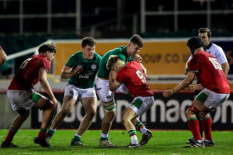 Ireland u20s Evan O'Connell in action against Wales