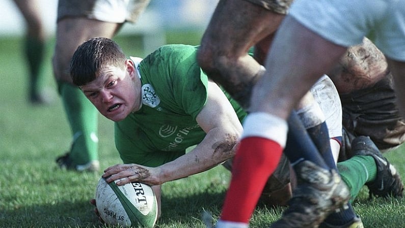 5 March 1999; Brian O'Driscoll, Ireland U21. Bank of Ireland U21 Rugby International, Ireland U21 v England U21, Templeville Road, Dublin. Picture credit: Brendan Moran / SPORTSFILE