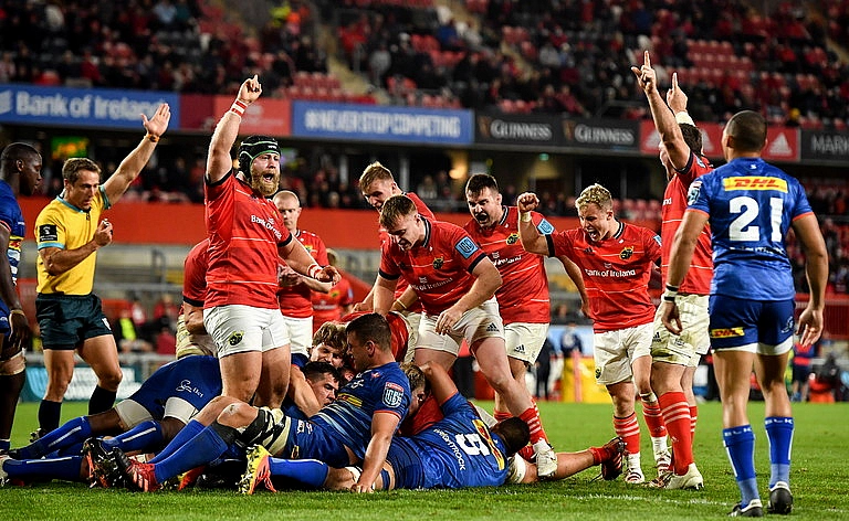 Munster v Stormers after a try in their URC game