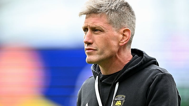 20 May 2023; La Rochelle head coach Ronan O'Gara before the Heineken Champions Cup Final match between Leinster and La Rochelle at Aviva Stadium in Dublin. Photo by Ramsey Cardy/Sportsfile