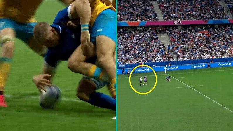 Strange Exchange Between Referee & TMO Led To Controversial Italy Try Against Uruguay