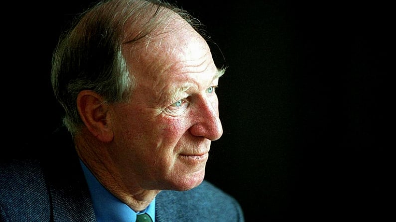 9 May 2002; Former Republic of Ireland manager Jack Charlton sits for a portrait in Dublin. Photo by Brendan Moran/Sportsfile