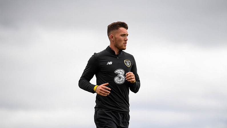 3 September 2019; Dara O'Shea during a Republic of Ireland U21's training session at the FAI National Training Centre in Abbotstown, Dublin. Photo by Stephen McCarthy/Sportsfile