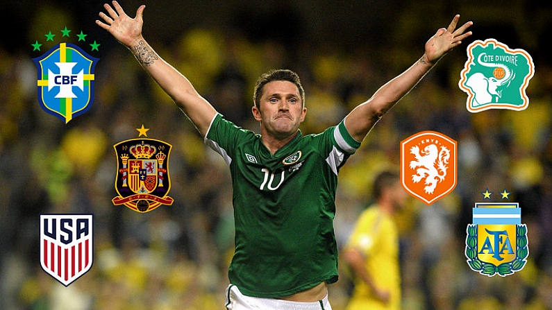 6 September 2013; Robbie Keane, Republic of Ireland, celebrates after scoring his side's first goal. 2014 FIFA World Cup Qualifier, Group C, Republic of Ireland v Sweden, Aviva Stadium, Lansdowne Road, Dublin. Picture credit: David Maher / SPORTSFILE