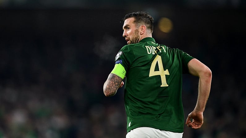 18 November 2019; Shane Duffy of Republic of Ireland during the UEFA EURO2020 Qualifier match between Republic of Ireland and Denmark at the Aviva Stadium in Dublin. Photo by Eoin Noonan/Sportsfile